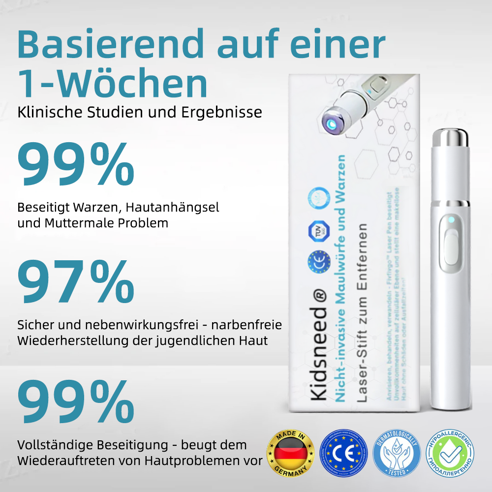 Hier beginnt dein neues Hautvertrauen🔔 𝗞𝗶𝗱𝘀𝗻𝗲𝗲𝗱® Nicht-invasive MoIie- und Warzenentfernung mit dem Laser-Stift 👨‍⚕️ Entwickelt von der Deutschen Dermatologischen Gesellschaft (DDG).